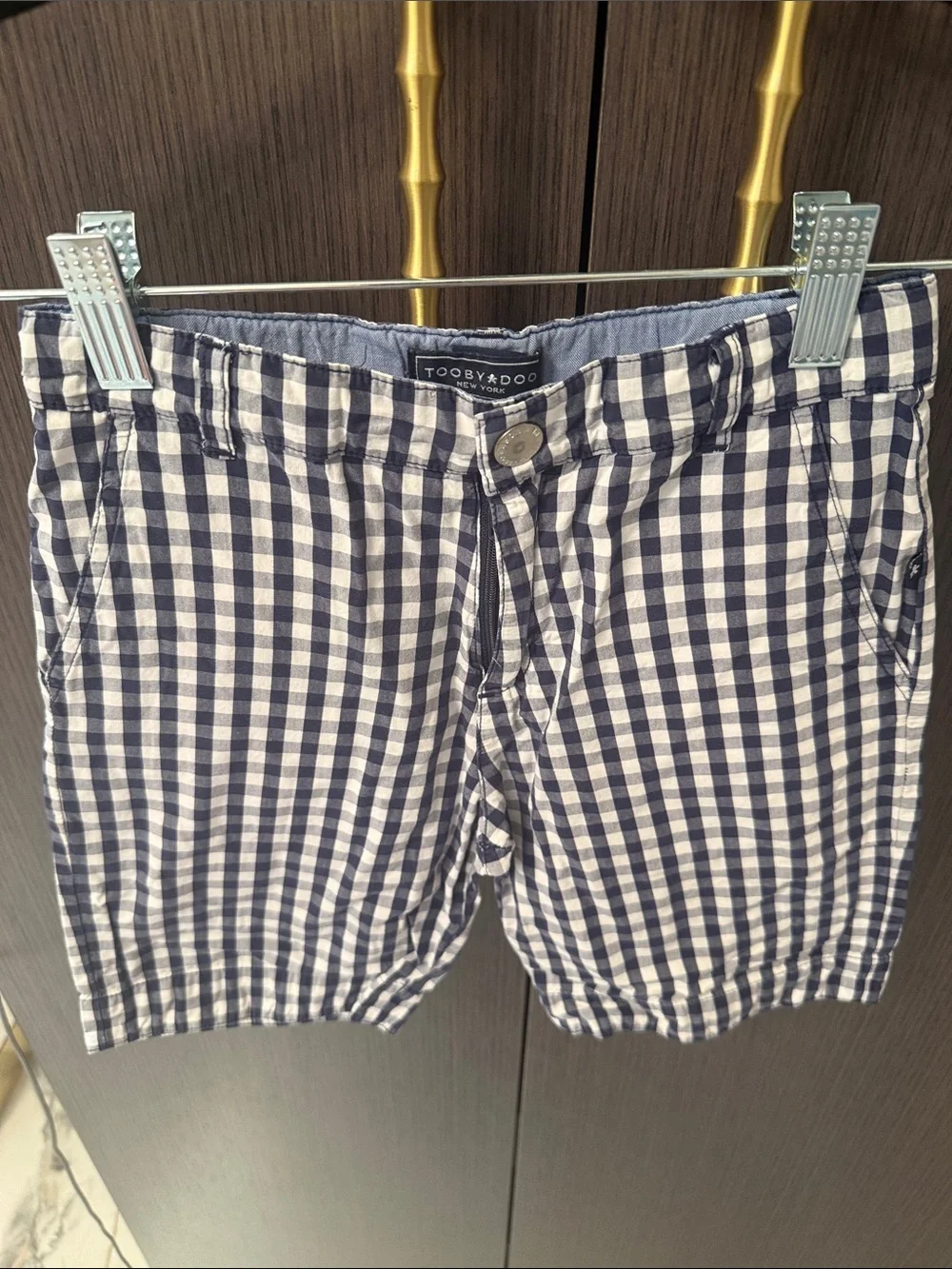 Toobydoo Navy & White Gingham Kids Shorts